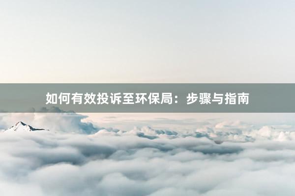 如何有效投诉至环保局：步骤与指南